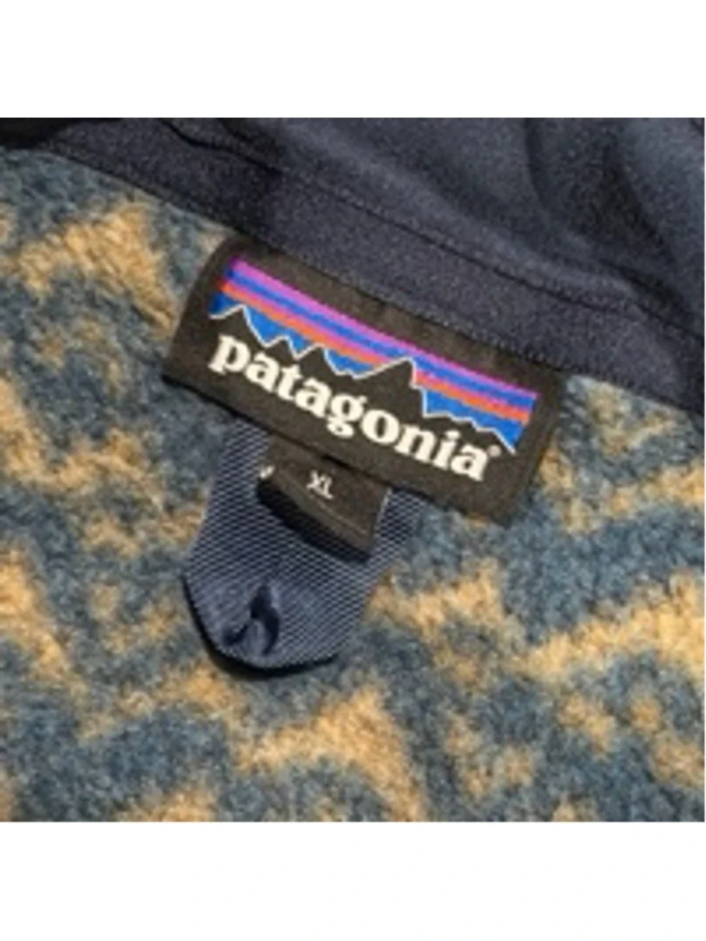 Patagonia Men's Fleece Quarter Zip Sweater XL Blue Beige Pattern